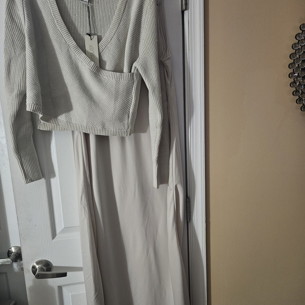 Rachel Zoe Silver Ribbed Knit Ensemble